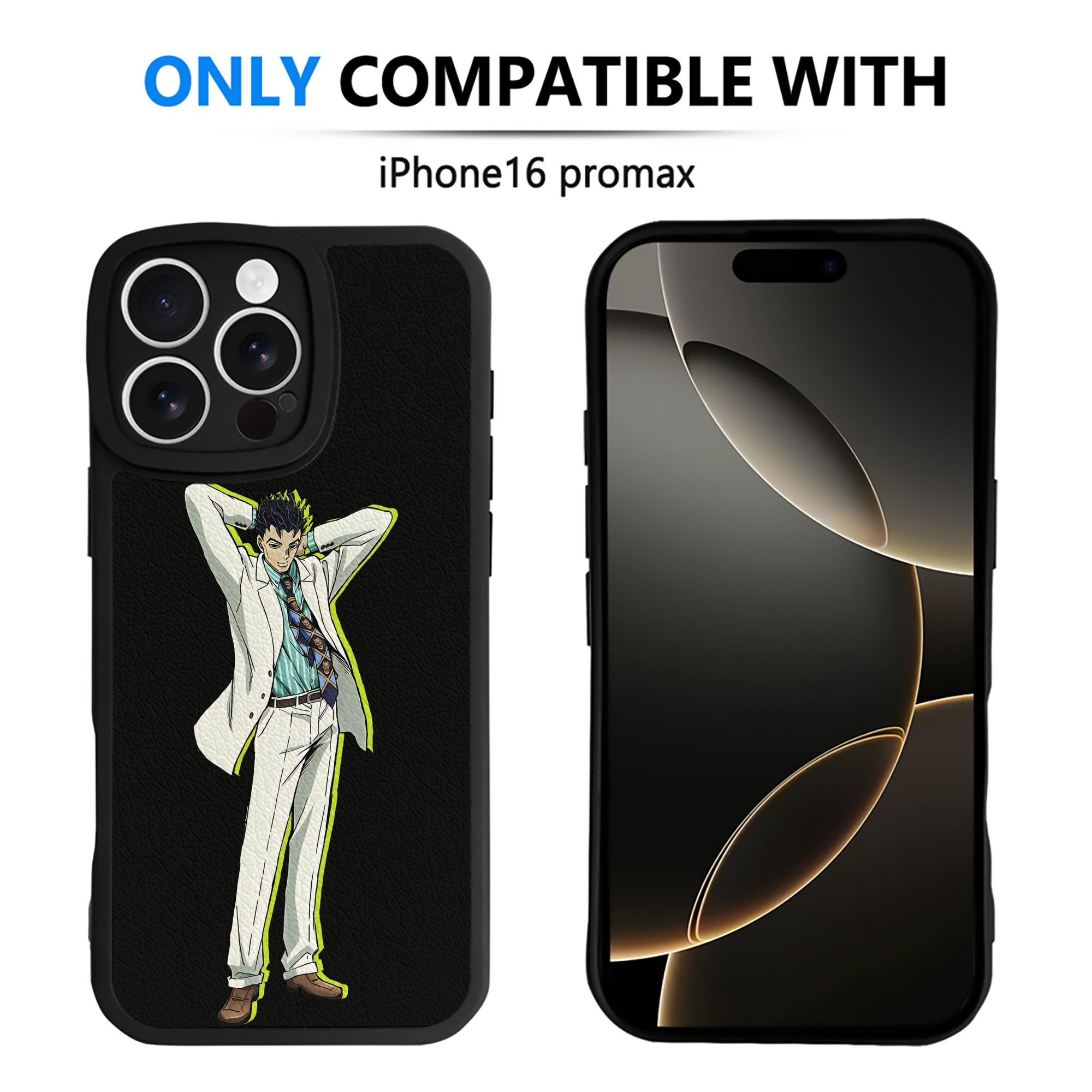 （画像用） ジョジョの奇妙な冒険 きら よしかげ JoJo's Bizarre Adventure Kira Yoshikage 【iPhone 16シリーズ対応】シリコンスマホケース（レザー調） 材質：シリコン